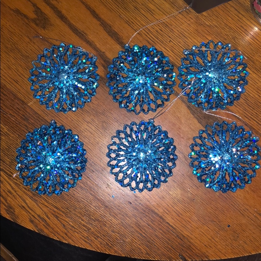 Turquoise Glitter Ornament Set